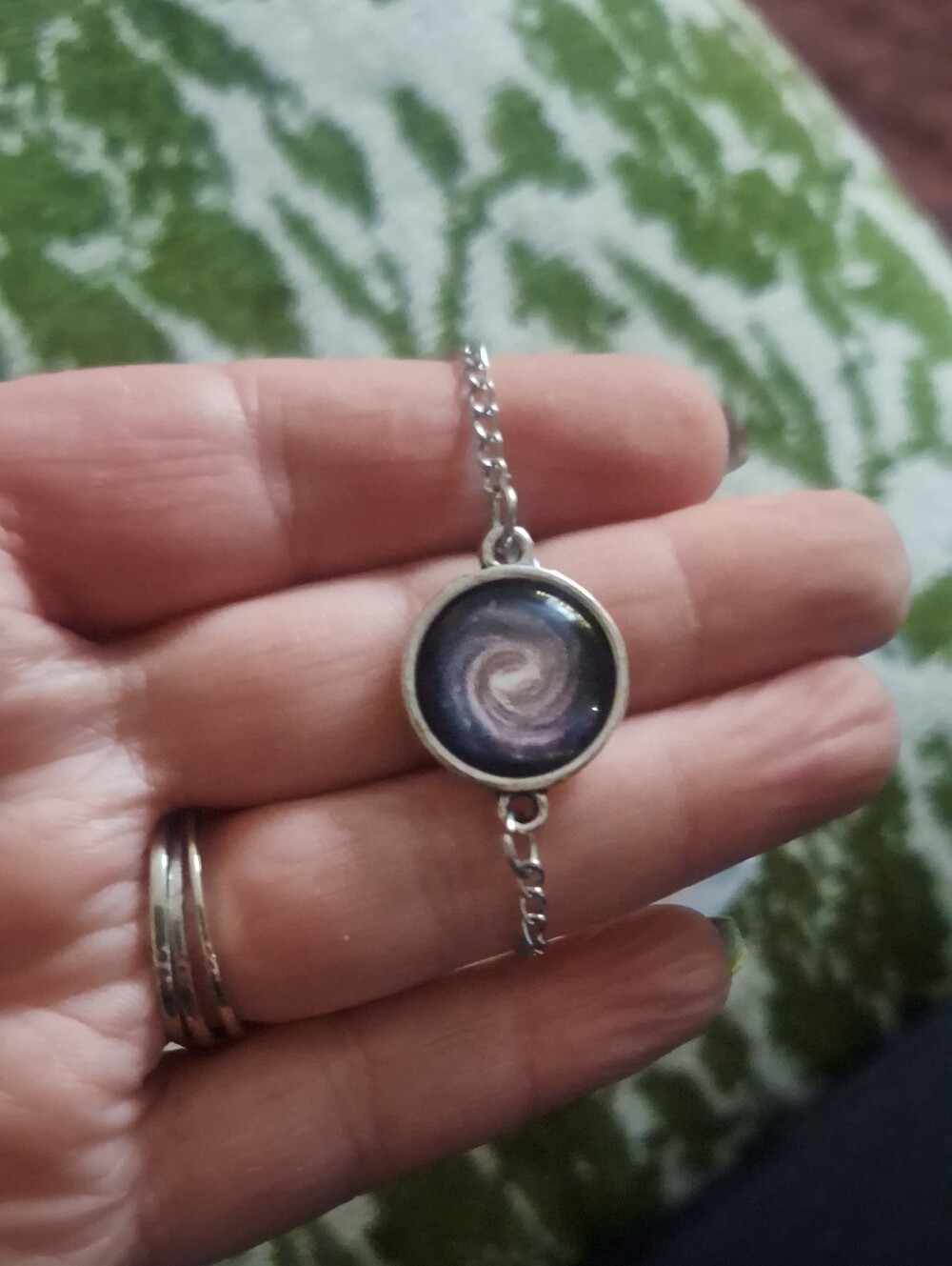 Silver-Tone Galaxy Swirl Bracelet in Purple